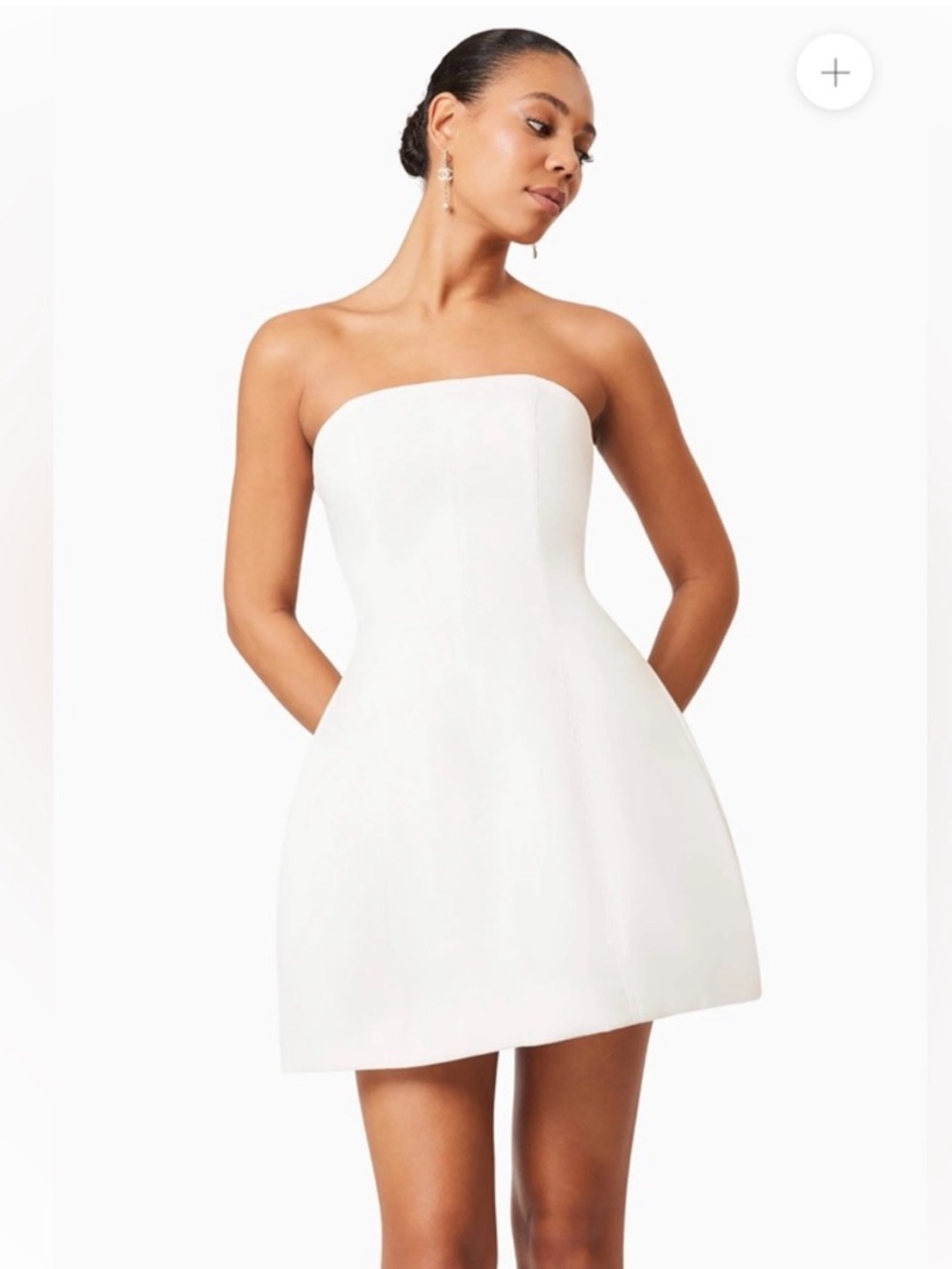 Elliatt geranium white strapless tulip shaped bridal mini dress size large NWT